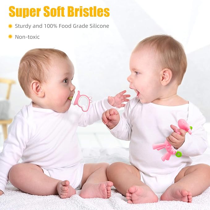 SHARE&CARE Baby Teething Toys for Girls and Natural Organic Fruit 1 Teethers 1 Feeder 3 Silicone