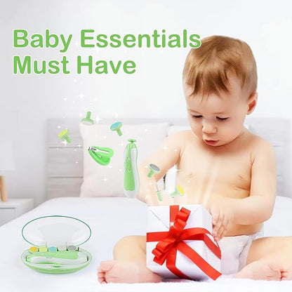OTTOLIVES Baby Nail Trimmer Electric Newborn Toddler, Safe Baby Nail Clippers Set with Light and 6 Replacement Heads, Baby Nail File Trim Polish Toes Fingernails Care Infant Essentials(Green)
