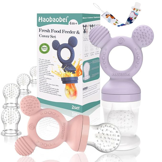 Baby Fruit Feeder, Frozen Teething Toys for Babies 4 Extra 2-Pack (Lavender