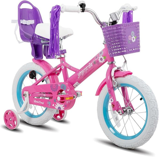 JOYSTAR Little Daisy Kids Bike for Girls Boys Ages 2-7 Years, 12 14 16 Inch Girls Bikes with Doll Bike Seat & Streamers