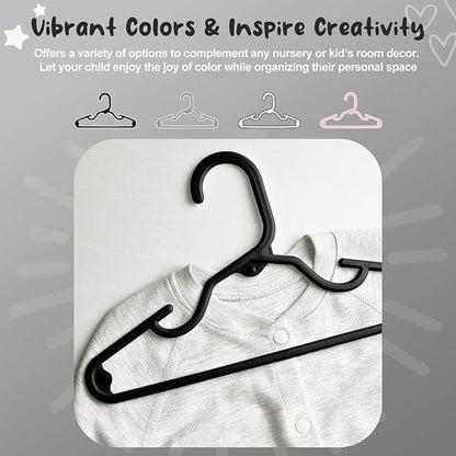 HOUSE DAY Premium Baby Hangers 20 Pack, 11 Inch Kids Plastic Hangers Black, Slim Childrens Hangers for Infant, Toddler, and Child Clothes, Durable Baby Clothes Hangers for Closet