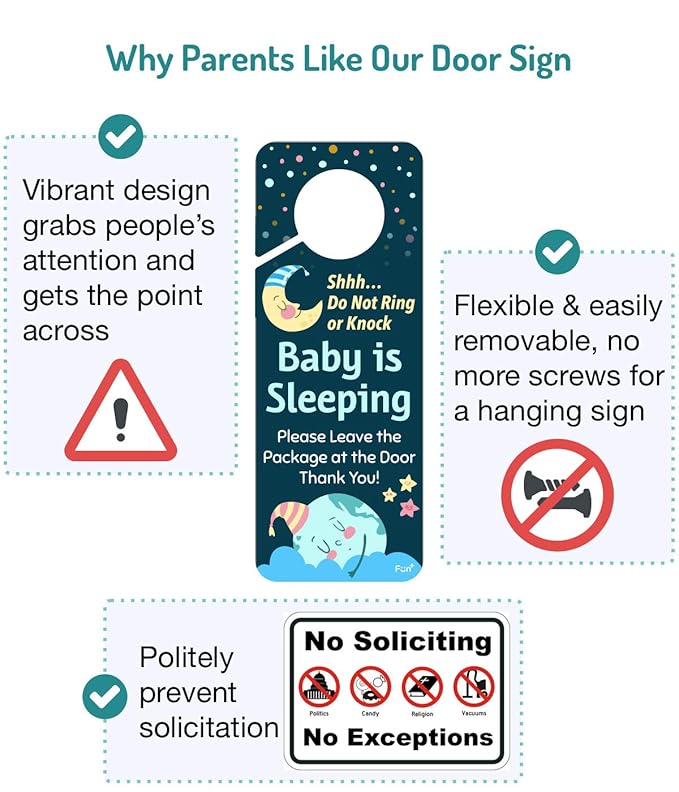 Funplus Baby Sleeping Sign - Do Not Knock or Ring