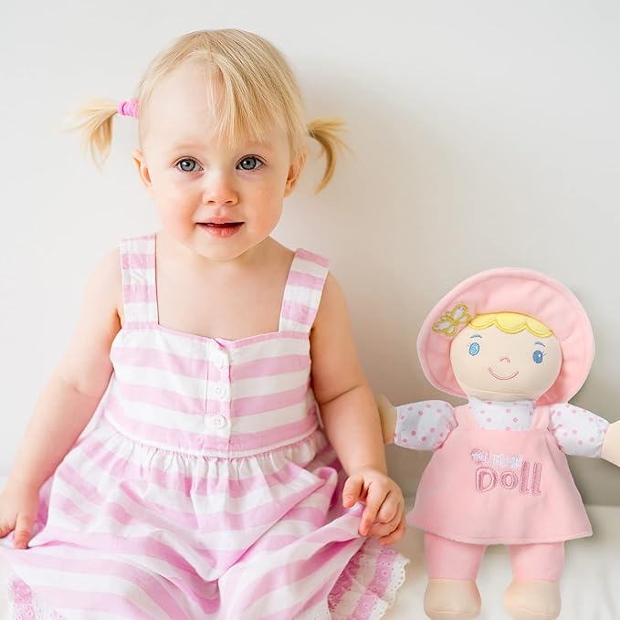 Linzy Plush Soft Plush Baby Doll Blond Hair My First 10''