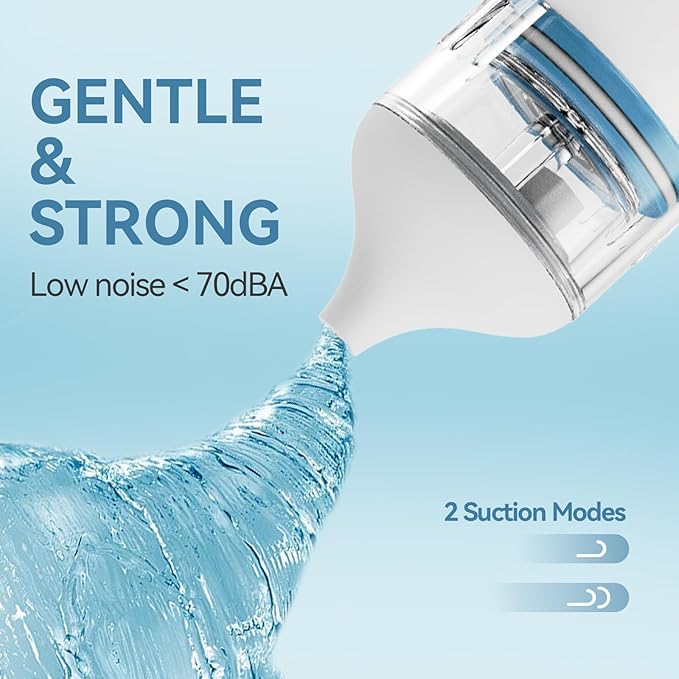 Berrcom Electric Nasal Aspirator for Baby, Baby Nose Sucker for Toddler Nose Suction for Infants 2 Suction 2 Silicone