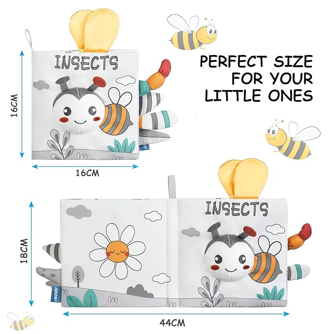 Soft Baby Books Toys, Newborn Crinkle Book 3D Baby 0-6 Months