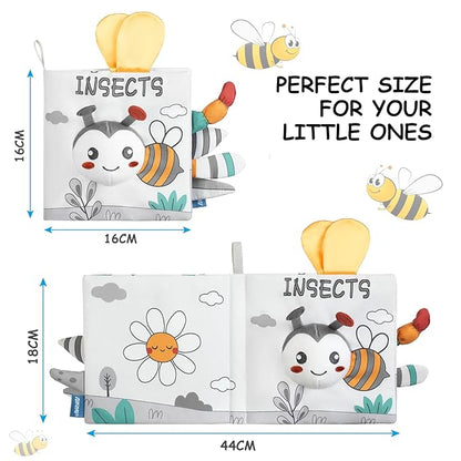 Soft Baby Books Toys, Newborn Crinkle Book 3D Baby 0-6 Months