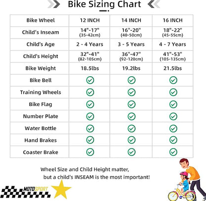 JOYSTAR Little Daisy Kids Bike for Girls Boys Ages 2-7 Years, 12 14 16 Inch Girls Bikes with Doll Bike Seat & Streamers