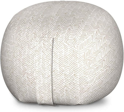 Lunarable Chevron Storage Toy Bag Chair, Hand Drawn Monochrome Herringbone Lines Composition of Abstract Zigzags, Stuffed Animal Organizer Washable Bag, Large Size, White Beige
