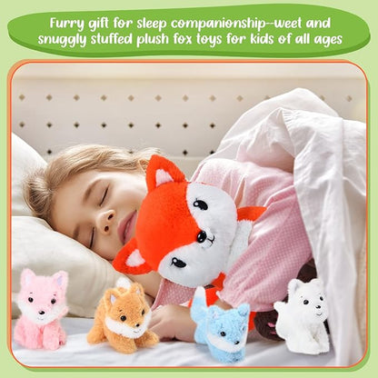 HyDren 5 Pcs Fox Plush Toy Set 14 Inch Mommy 4 Cute