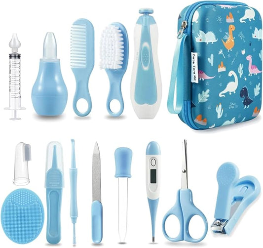 PandaEar Baby Healthcare and Grooming Kit, Baby Nursery Health Care Set, Electric Safety Nail Trimmer Newborn Essentials Kit for Infant Toddlers Kids (19 in 1, Blue)