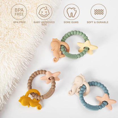 Silicone Teethers for Babies 0-6 6-12 Months Baby Teething Toys