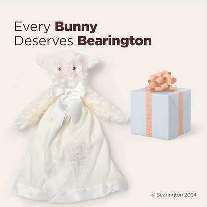 Bearington Baby Blessings Snuggler, 15 Inch White Lamb Plush Stuffed Animal Security Blanket Lovey for Babies
