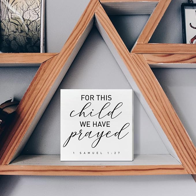 Nursery Desk Wooden Box Sign Decor, for This Child We Have Prayed