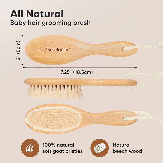 Baby Hair Brush - Baby Brush with Soft Goat Bristles, Cradle Cap Brush