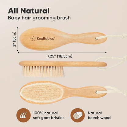 Baby Hair Brush - Baby Brush with Soft Goat Bristles, Cradle Cap Brush