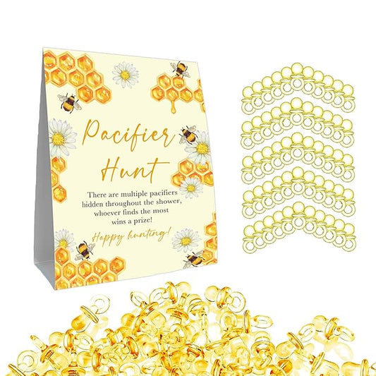 Mini Pacifiers Baby Shower Game, Pacifiers Hunt Sign 50Pcs Yellow