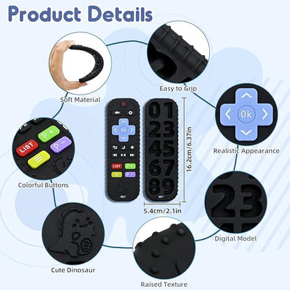 Teething Relief Teethers Toys for Babies 3-6 12 Months Gifts, Silicone Remote Control Baby Teether Bath Toys for 3 6 9 Months Newborn Infant Boy Girl Autism