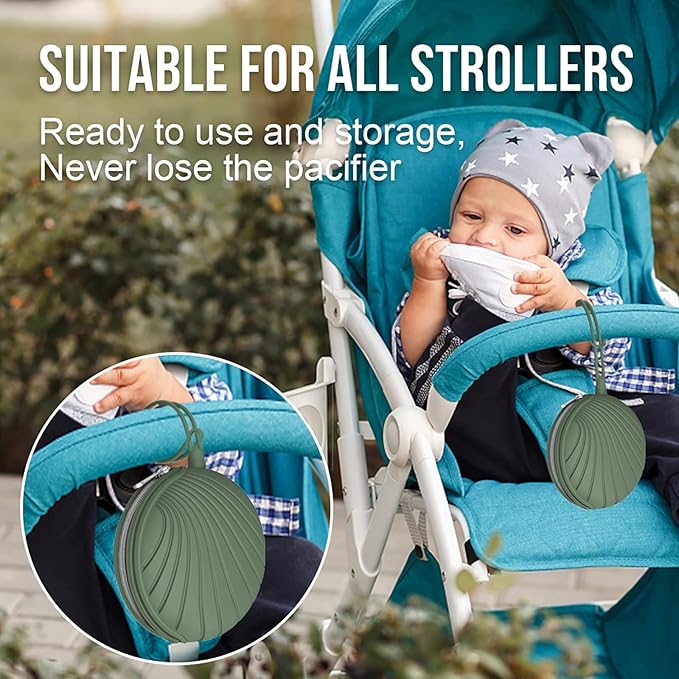 Smlpuame 4 Pack Pacifier Holder Case Set,2 Silicone Portable Pacifier Cover Pouch Bag for Diaper Bags Baby Carriage with 2 Transparent Pacifier Storage Container Box