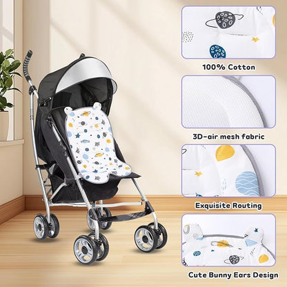 Baby Carriage Cushion, Universal Breathable Car Seat Insert Cushion, 3D Air Mesh Baby Seat Pad Liner for CarSeat, Buggy, High Chair (Planet)