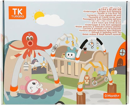 TUMAMA Car Seat Toys for Babies 0-6 Months, Stroller Toys for Infant 0-6 Months, Newborn Sensory Hanging Rattle Arch Toy with Butterfly Elephant Owls,Musical Toy for Baby 6-12 Months
