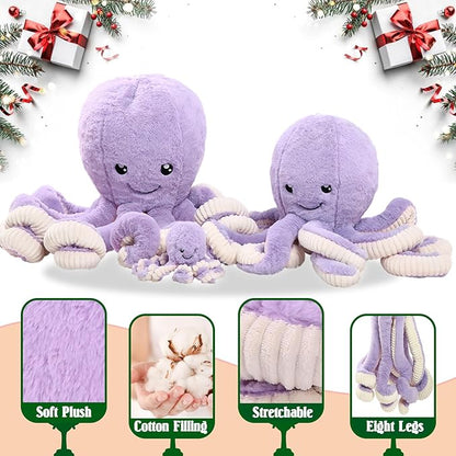 DENTRUN Octopus Stuffed Animals, Giant Octopus Plush Doll Play Toys for Kids Girls Boys Adults Birthday Xmas Halloween Present Stuffed Sea Animals Plushie 7/16/24/32 Inches, 5 Colors