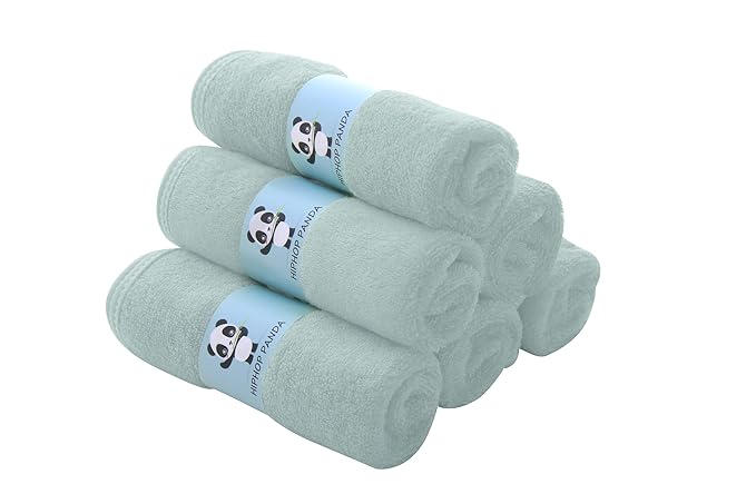 HIPHOP PANDA Baby Washcloths, Rayon Made from Bamboo - 2 Layer Ultra Soft Absorbent Newborn Bath Face Towel 6 Pack