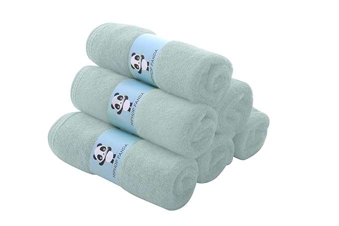 HIPHOP PANDA Baby Washcloths, Rayon Made from Bamboo - 2 Layer Ultra Soft Absorbent Newborn Bath Face Towel 6 Pack