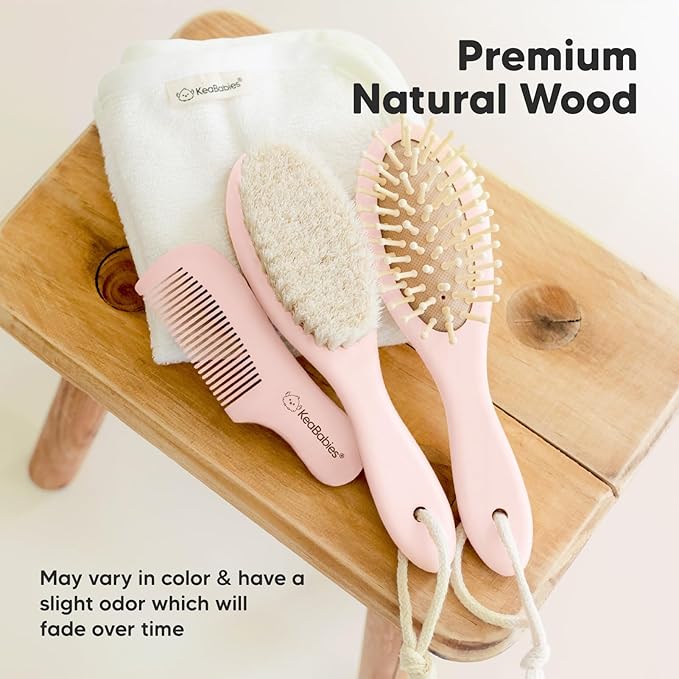KeaBabies Hair Brush - Soft Goat Bristles Baby Brush, Cradle Cap Brush