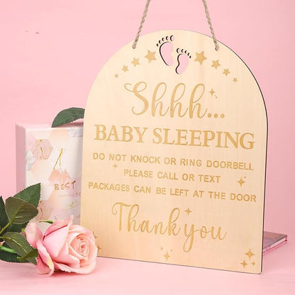 Baby Sleeping Sign for Front Door, 11.81x9.84" Do Not Knock