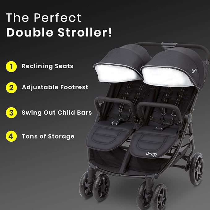 Jeep Destination Ultralight Side x Side Double Stroller, Midnight