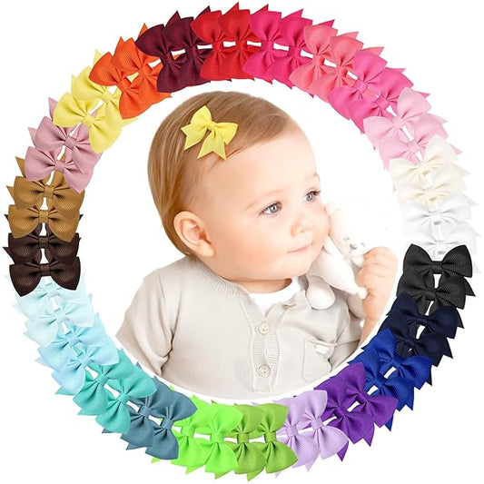 48PCS 2inch Hair Clips, OAOLEER Fully Lined Bows Hair Pins 24 Colors A-48pcs)