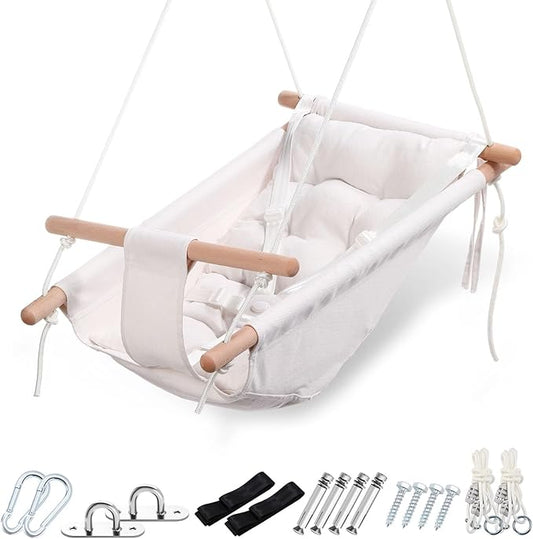 Thyle Baby Swing Seat Canvas Indoor and Outdoor Wooden Hanging