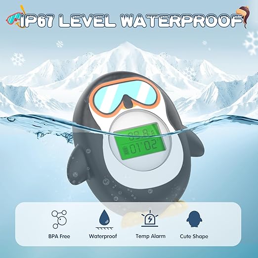 Bath Thermometer for Baby, Safety Pregnancy Bathtub Thermometer with Battery Power Display Feature, Floating Water Temperature Gauge, Auto On/Off Baby Shower Thermometer