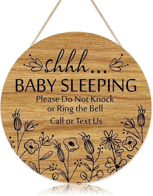 Shhh... Baby Sleeping Hanging Sign Plaque, Do Not Knock Or Ring The Bell
