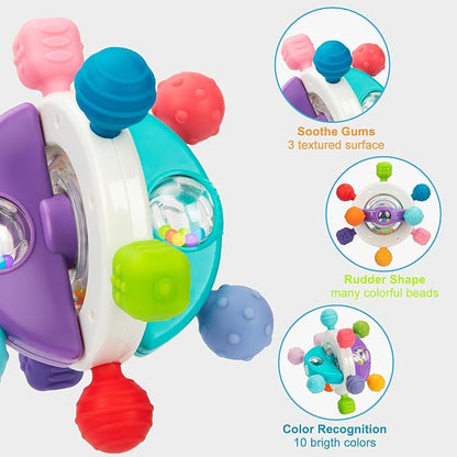 Baby Sensory Teething Toys, Montessori Baby Toys Teether 0-12 Months, 0-6 6-12 12-18 Months