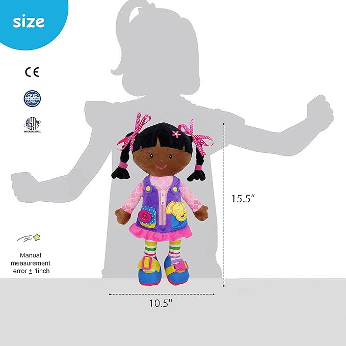 June Garden 15.5" Dressy Friends Scarlett - Educational Stuffed Plush Doll for Kids and Toddlers 2 Years and Up