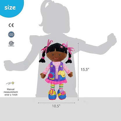 June Garden 15.5" Dressy Friends Scarlett - Educational Stuffed Plush Doll for Kids and Toddlers 2 Years and Up