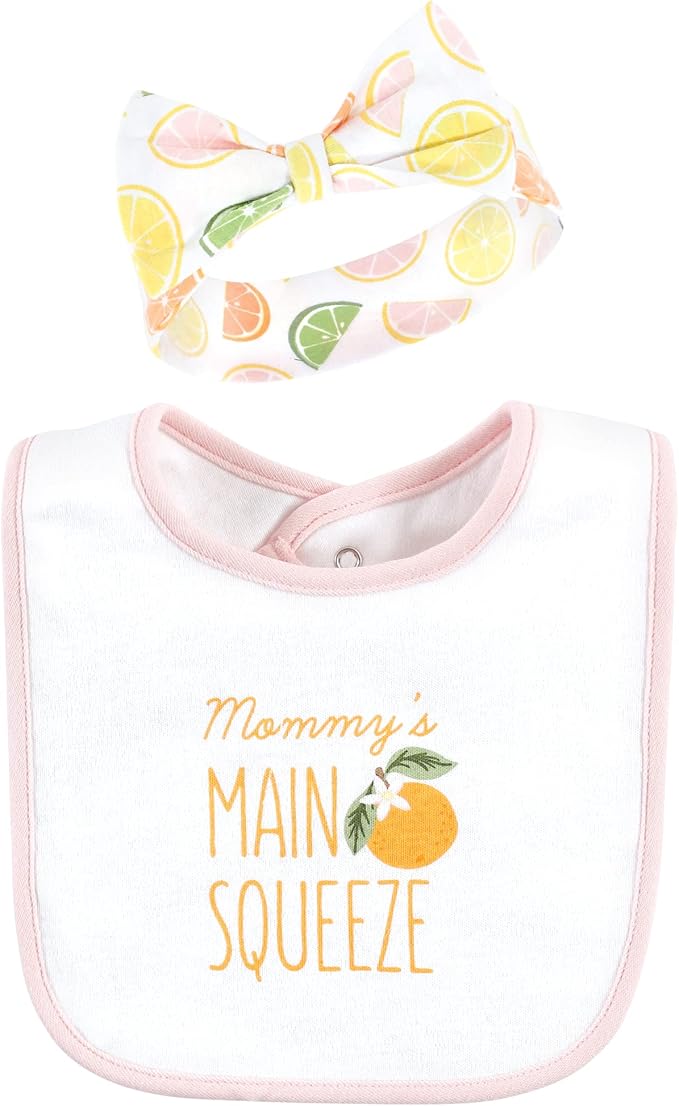 Hudson Baby Unisex BabyCotton Bib and Headband or Caps Set