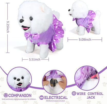 Interactive Walking Plush Puppy Toy Dog: Realistic Wagging Tail, Grooming Set 3-6+ (Great
