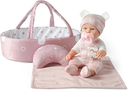 12 Inches Baby Doll Toys Set with Accessories, Includes Baby Doll Carrier Bassinet Bed 3+