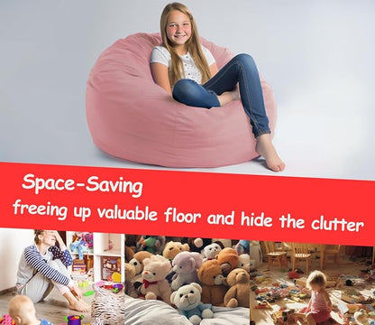 Stuffed Animal Bean Bag Storage Chair Cover for Kids Teens Adults (No Filler) Soft Washable Premium Corduroy Organizing Plush Toys Comfortable Organizer Keep Clutter with Premium Zipper Medium