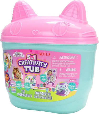 Gabby's Dollhouse 5 in1 Creativity Tub, 49-Piece Paint and Color Preschool Arts and Crafts Activity Set, Kids Toys for Ages 3 Up