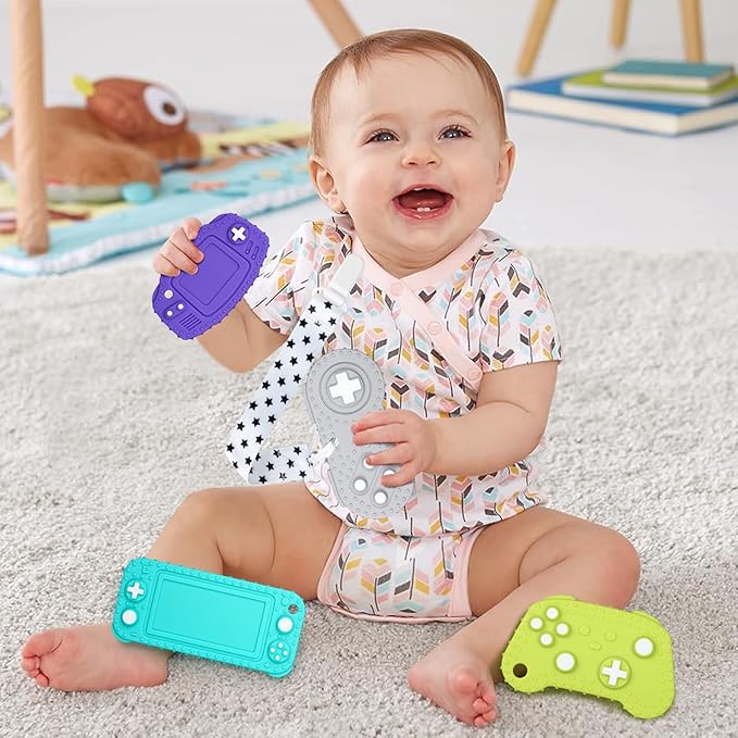 Chuya Baby Teether Toys,Remote Teething Toys Chew Toy for Babies 3-12 Months(4 Pack)
