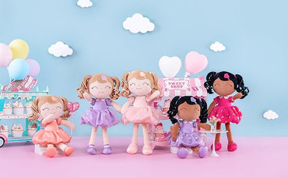 Gloveleya Baby Doll Gifts Plush Curly Girl Toys with Love 16" Purple