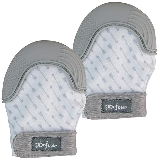 Silicone Infant Teething Mitten Teether Glove Mitt Toy - Gray 2pk