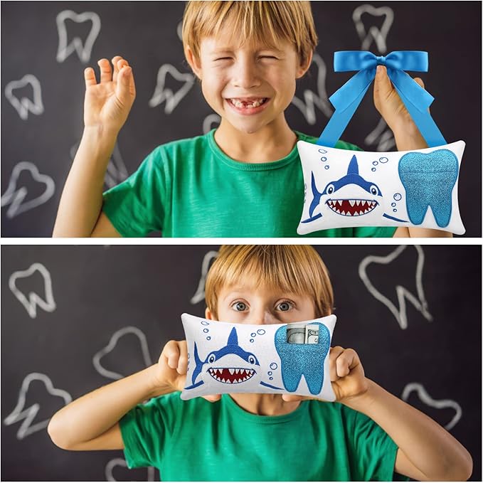 Tooth Fairy Pillow with Pocket for Girls and Boys Kids 8.6 x 4.8 inches