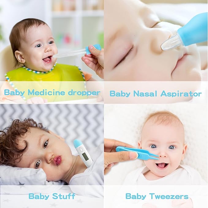 Baby Healthcare and Grooming Kit, Baby Safety Care Set, Baby Electric Nail Trimmer Set Newborn Nursery Health Care Set for Newborn Infant Toddlers Baby Boys Girls Kids (Blue-18 Kits)