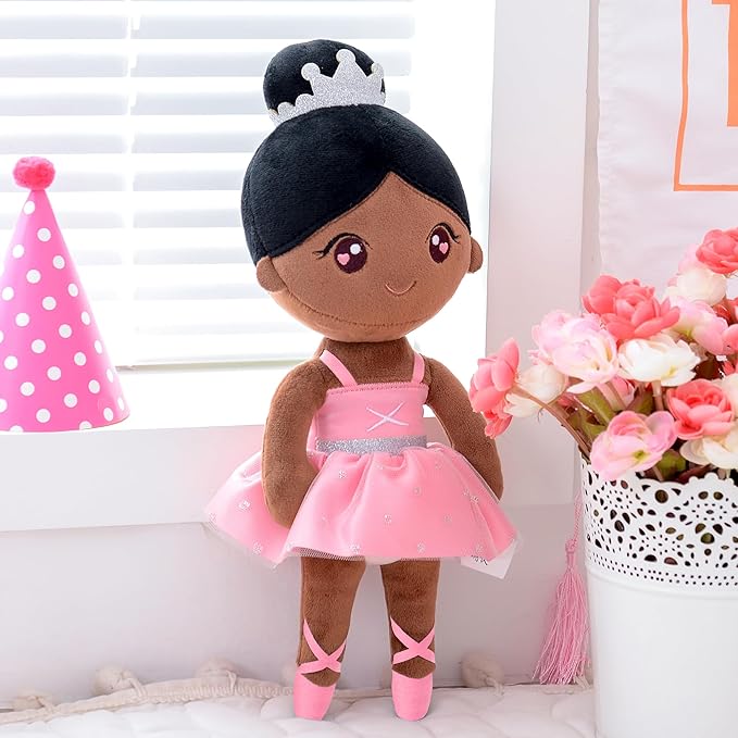Gloveleya Ballet Dolls Baby Girl Gifts Plush African American Ballerina 13"