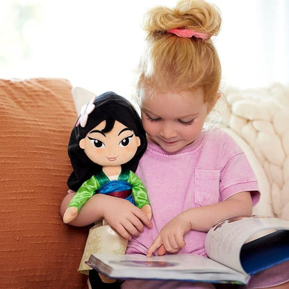 Disney Store Official Princess Plush Doll (Mulan) Medium 14 Inches, Princess Dolls with Embroidered Features