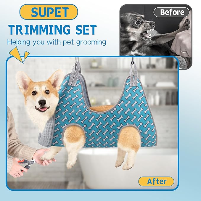 Supet XL Dog Grooming Hammock, Relaxation Pet Grooming Hammock Restraint Dog & Small Animal Leashes Sling for Grooming Helper for Nail Trimming Clipping